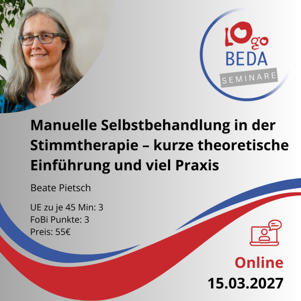 Manuelle Selbstbehandlung in der Stimmtherapie – kurze theoretische Einführung und viel Praxis.