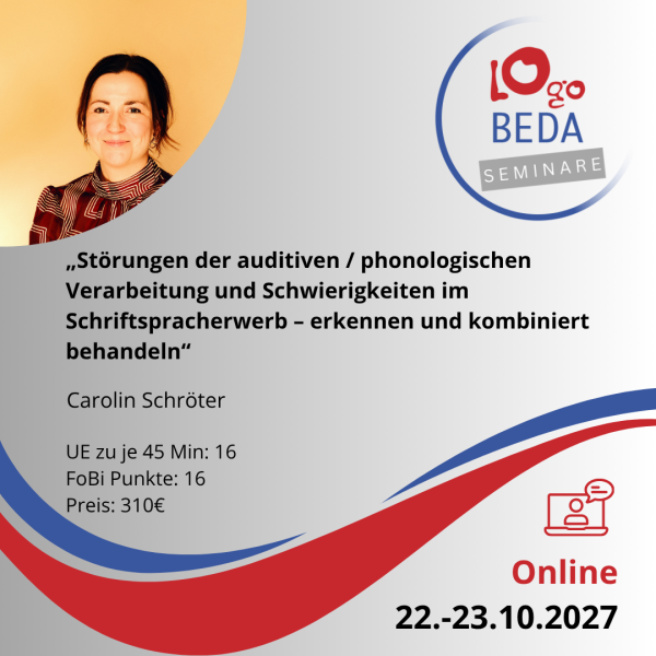 „Störungen der auditiven / phonologischen Verarbeitung und Schwierigkeiten im Schriftspracherwerb – erkennen und kombiniert behandeln“